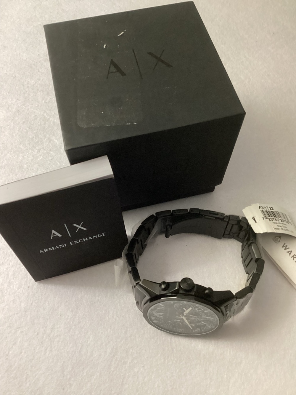A/X Armani Exchange Chronograph Black Stainless Steel Bracelet Watch 44mm